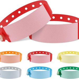 100 pulseras de vinilo para identificación de hospital, pulsera médica ajustable impermeable, pulsera desechable para hospital (color rojo) 100 pulseras de vinilo para identificación de hospital, pulsera médica ajustable impermeable, pulsera desechable para hospital (color rojo)