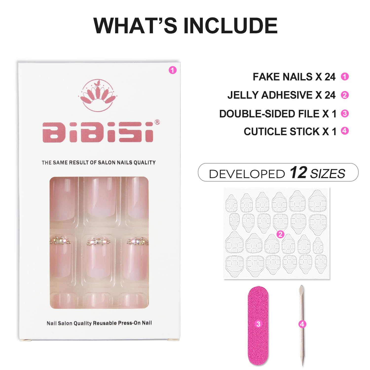 Kit de uñas postizas acrílicas cortas a presión con pegamento, diseño de purpurina de flores, uñas a presión de otoño de ajuste natural, 24