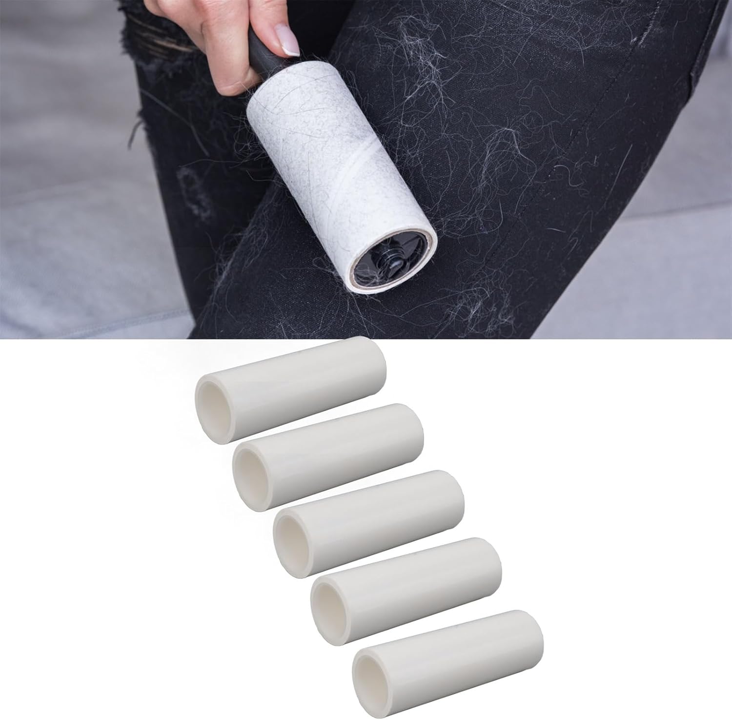 Solo recambios de rodillo de pelusa, 5 piezas de repuesto de rodillo de pelusa extra pegajoso para ropa de pelo de perro y gato (8 pulgadas)