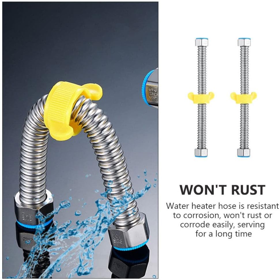 OSALADI 2 unids acero inoxidable corrugado calentador de agua conector manguera de agua flexible línea de suministro de tubería de agua 12 pulgada
