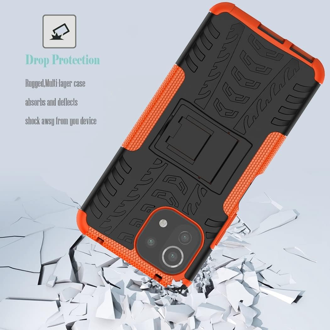 Para Mi 11 Lite11 Lite 5G NE11 Youth Case con protector de pantalla de vidrio templado, con soporte duro PC cubierta trasera TPU suave doble capa