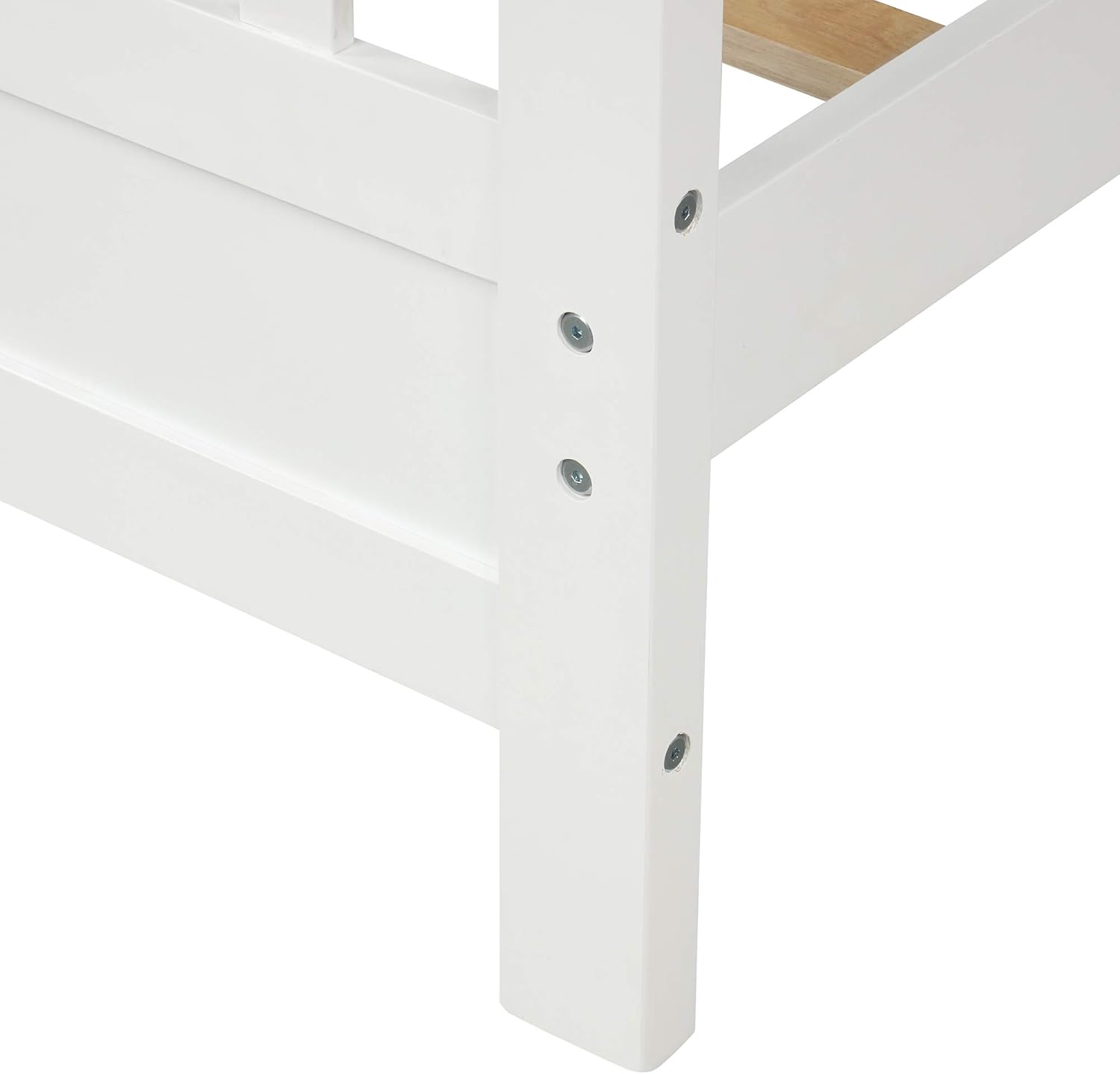 Base de cama de plataforma blanca de tamaño matrimonial con cabecero y estribo, marco de cama matrimonial de madera con soporte de listones