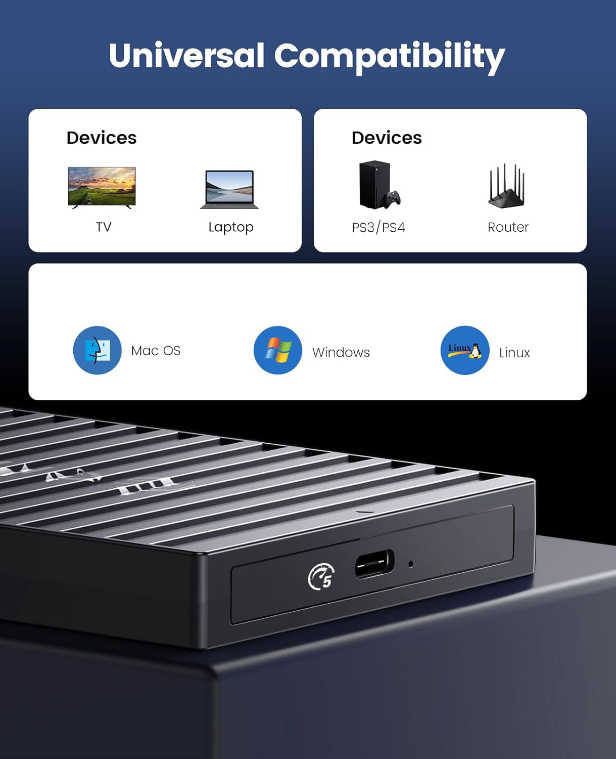 ORICO Caja de disco duro de 2.5″, 6Gbps USB 3.1 Gen 1 Caja de disco duro externo sin herramientas para 2.5 pulgadas 0.276 in0.374 in SATA HDD & SSD,