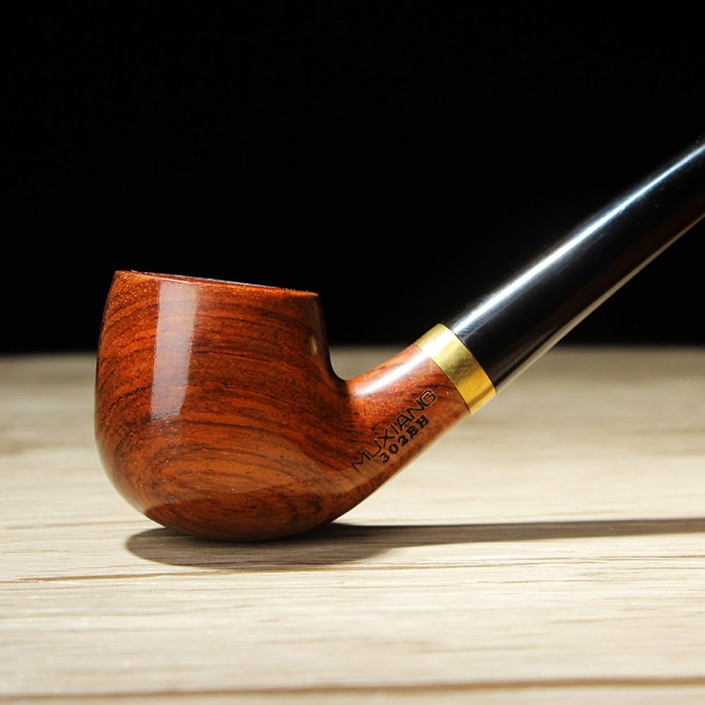 MUXIANG Churchwarden Tubos de tabaco Handmand Pearwood Long Tobacco Pipe 0.118 in Filtros de metal Accesorios de tubería Cuchillo Raspador Cepillo