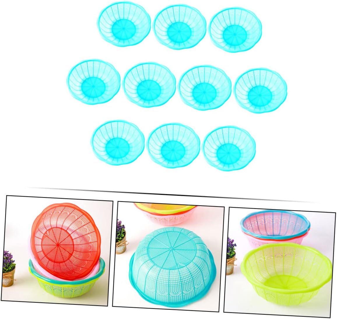 10 Uds. De Plástico Tazón De Arroz Cesta De Lavandería De Plástico Cesta De Frutas De Cerámica Colador De Bayas Colador De Cocina Colador De