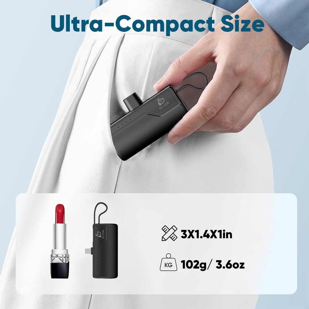 Cargador portátil para iPhone de 5000 mAh, mini cargador de batería de respaldo de teléfono, pequeño cargador portátil compatible con iPhone