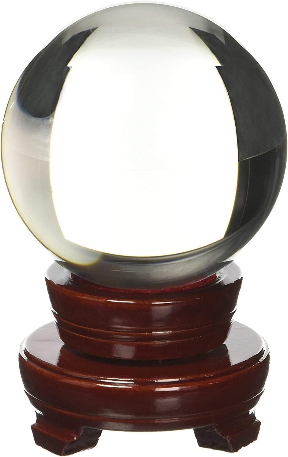Amlong Crystal Esfera de adivinación de meditación Feng Shui, bola de cristal, bola decorativa con soporte de madera y caja de regalo, transparente,