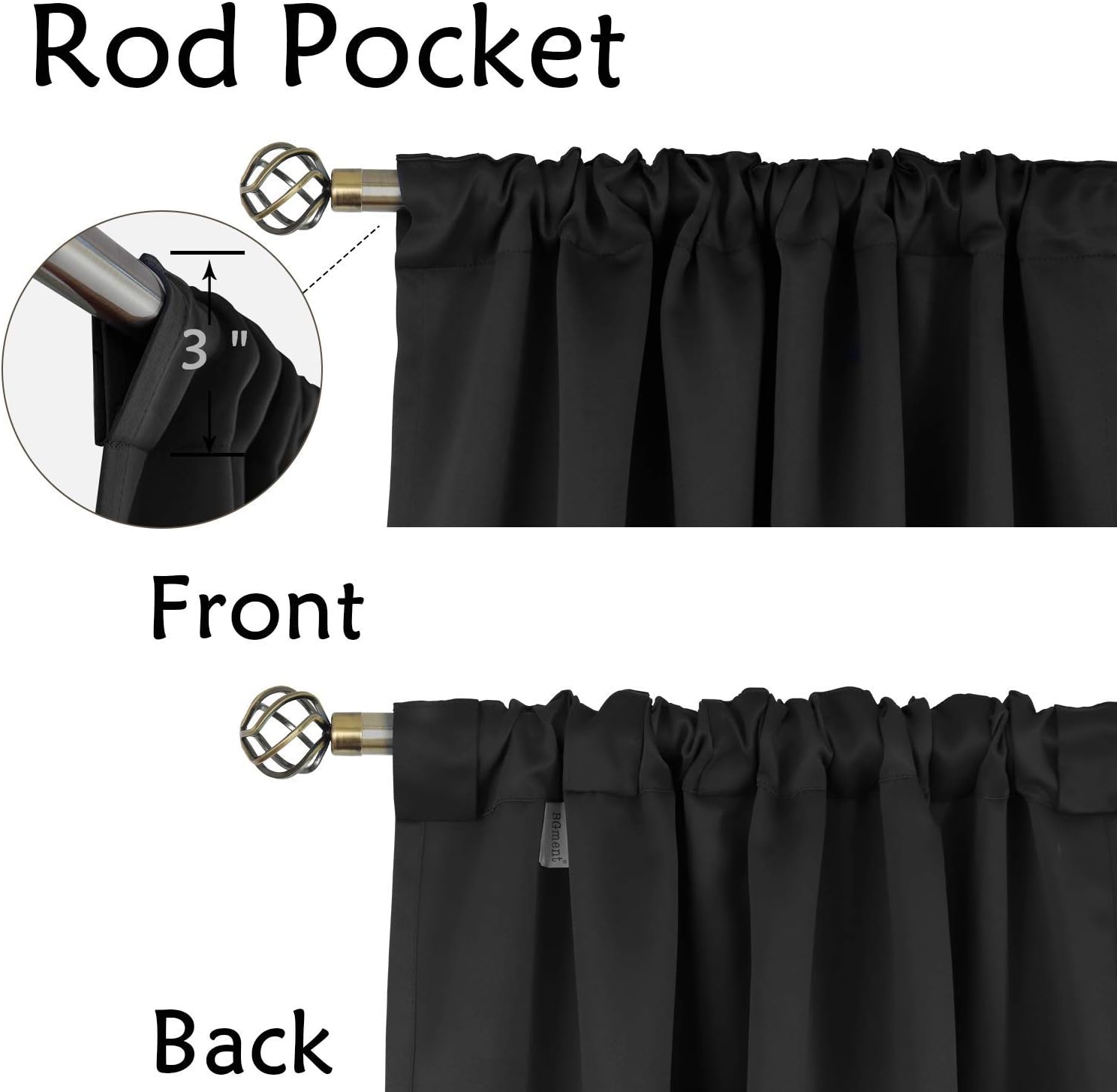 BGment – Cortinas que bloquean la luz con bolsillo para cortinero y pestaña trasera, para dormitorio, cortinas de oscurecimiento térmicas para sala