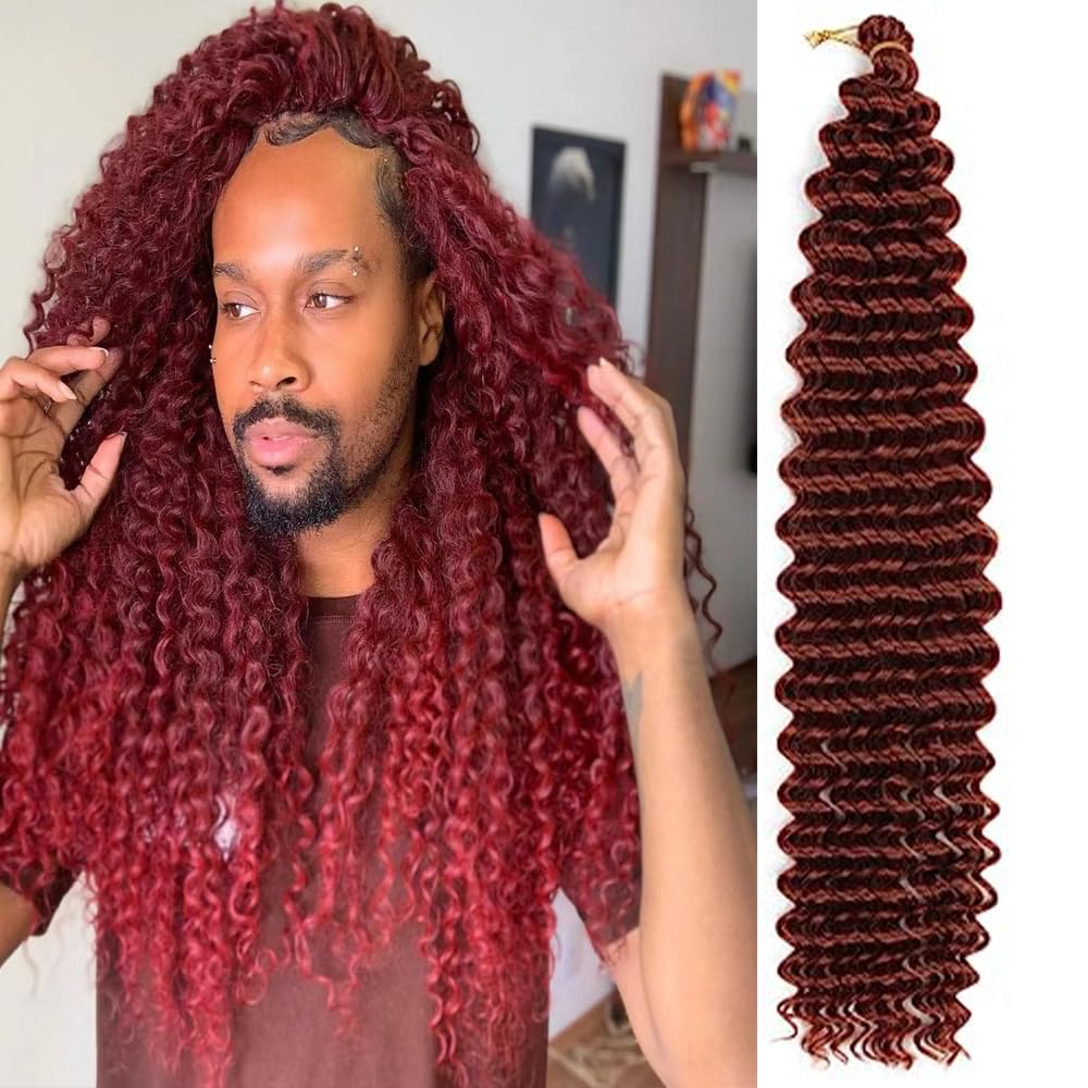 Pelo de ganchillo profundo de 22 pulgadas, 5 paquetes de extensiones de cabello sintético rizado trenzado (22 pulgadas, T530)