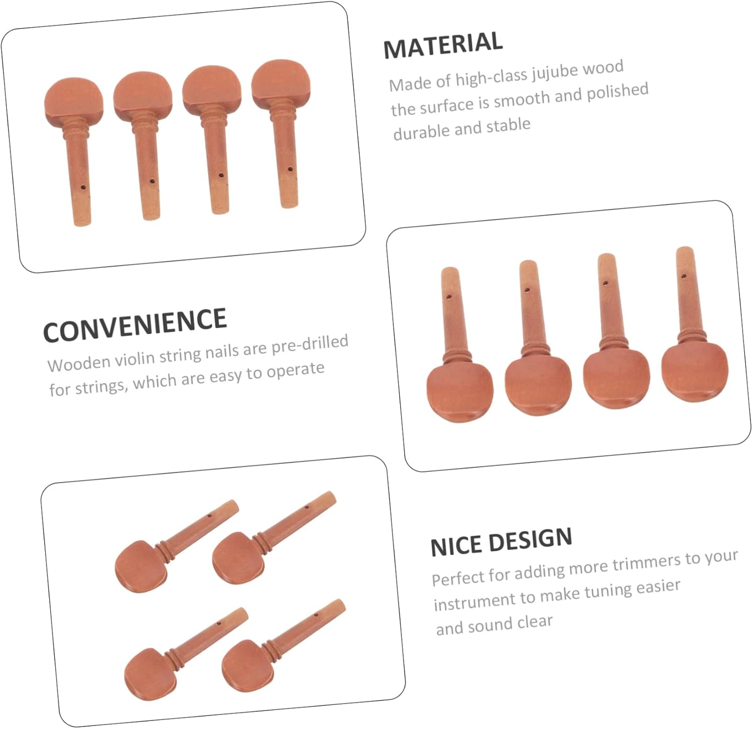 ERINGOGO 16 piezas de afinadores de violín Accesorios de violín Clavijas de afinación de violín Piezas de violín Accesorios mecánicos Suministros de