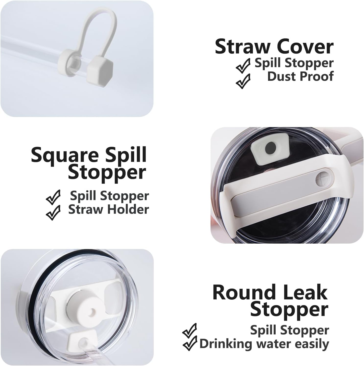 Paquete de 4 tapones antiderrames para Stanley Cup 2.0 de 30 onzas y 40 onzas, tapón de silicona a prueba de fugas para vaso Stanley, accesorios de