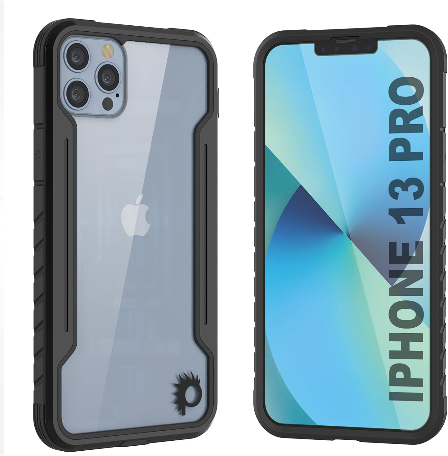 Punkcase Diseñada para iPhone 13 Pro Armor Stealth Series funda protectora de grado militar con marco de aluminio parte trasera transparente Máxima