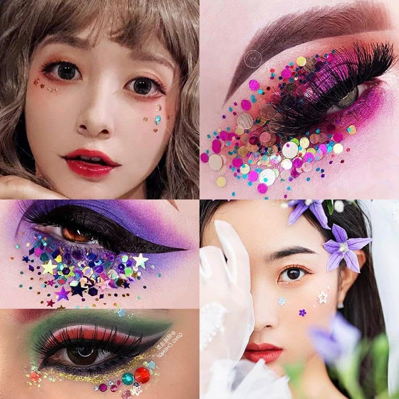 12 unidades de lentejuelas para uñas con purpurina de estrella, multicolor, purpurina gruesa, lentejuelas holográficas, Kawaii para uñas, escamas