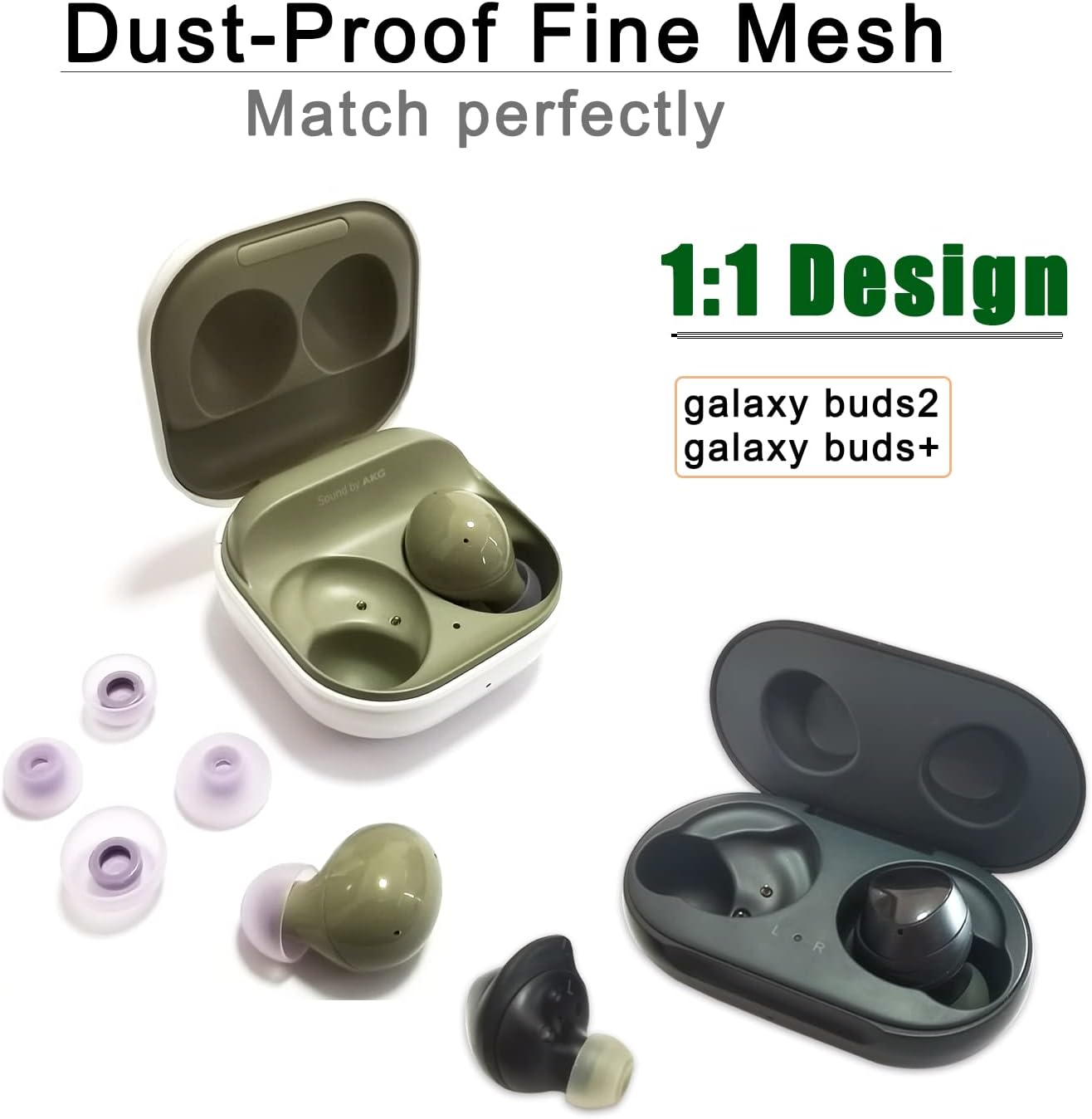 Almohadillas de silicona para Galaxy Buds 2 a prueba de polvo de malla fina de repuesto para Samsung Galaxy Buds2Galaxy Buds+ Plus 6 pares LMS
