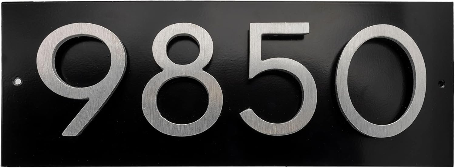 Placa de dirección horizontal de 6 pulgadas flotante con números de casa, aluminio, fácil de instalar, horizontal, 4 dígitos
