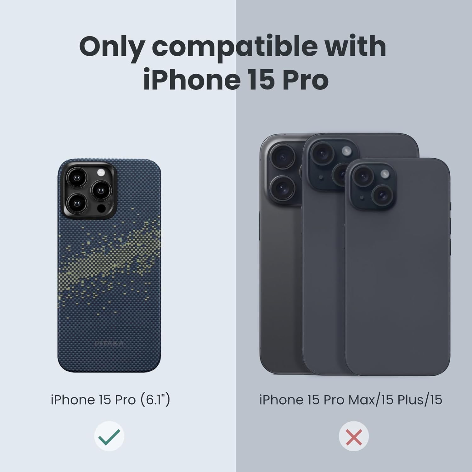 PITAKA Funda para iPhone 15 Pro compatible con MagSafe, funda delgada y ligera para iPhone 15 Pro de 6.1 pulgadas con una sensación táctil sin
