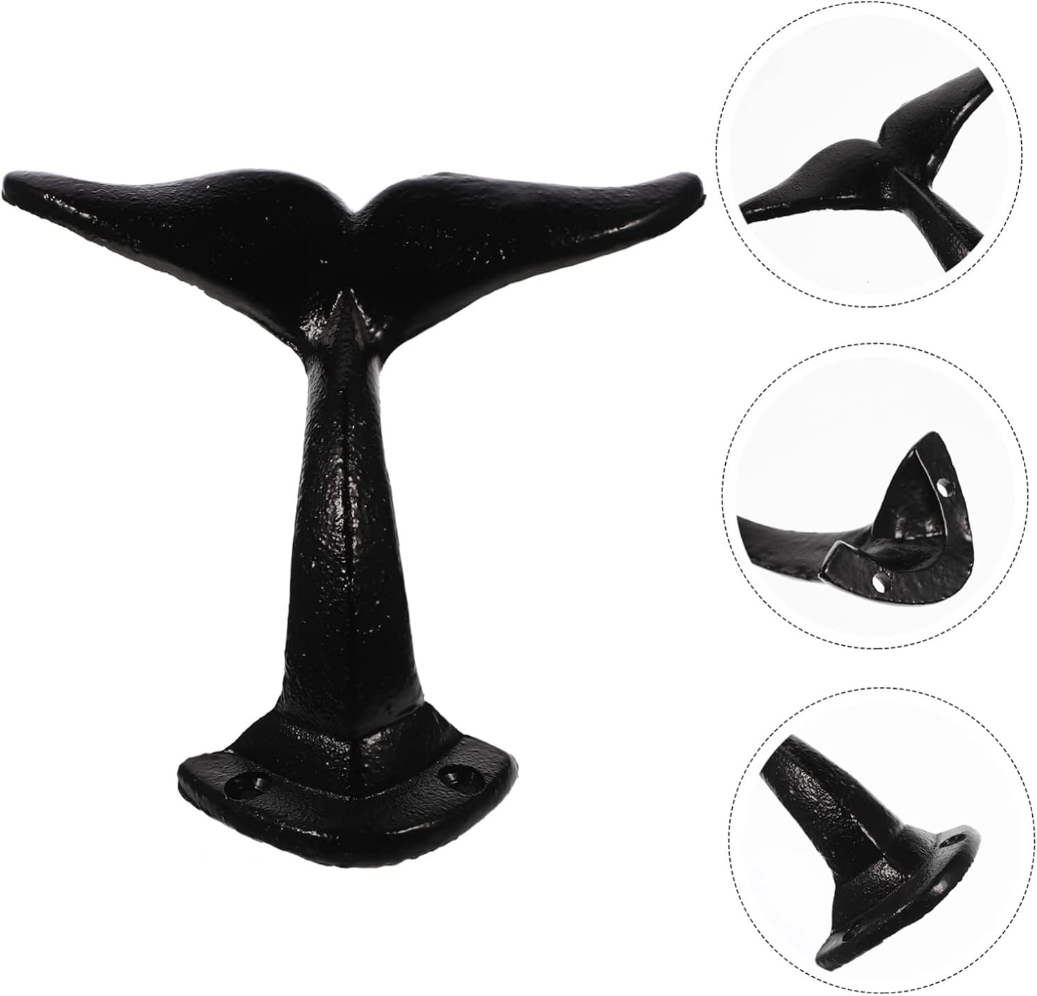 Uonlytech Ganchos de pared de cola de ballena, ganchos de hierro fundido para decoración de ballenas, ganchos de hierro fundido resistentes para