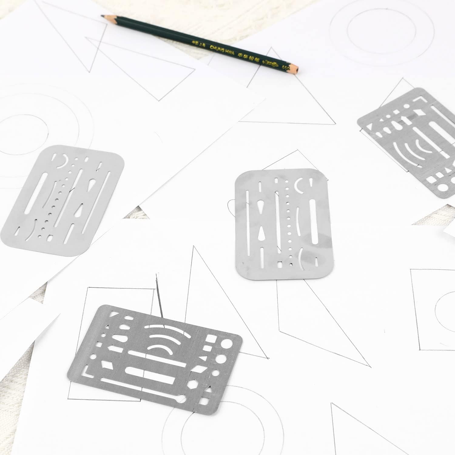 4 piezas de escudos de borrado de acero inoxidable plantilla de dibujo escudos de herramientas de dibujo de metal borrador escudos herramienta para
