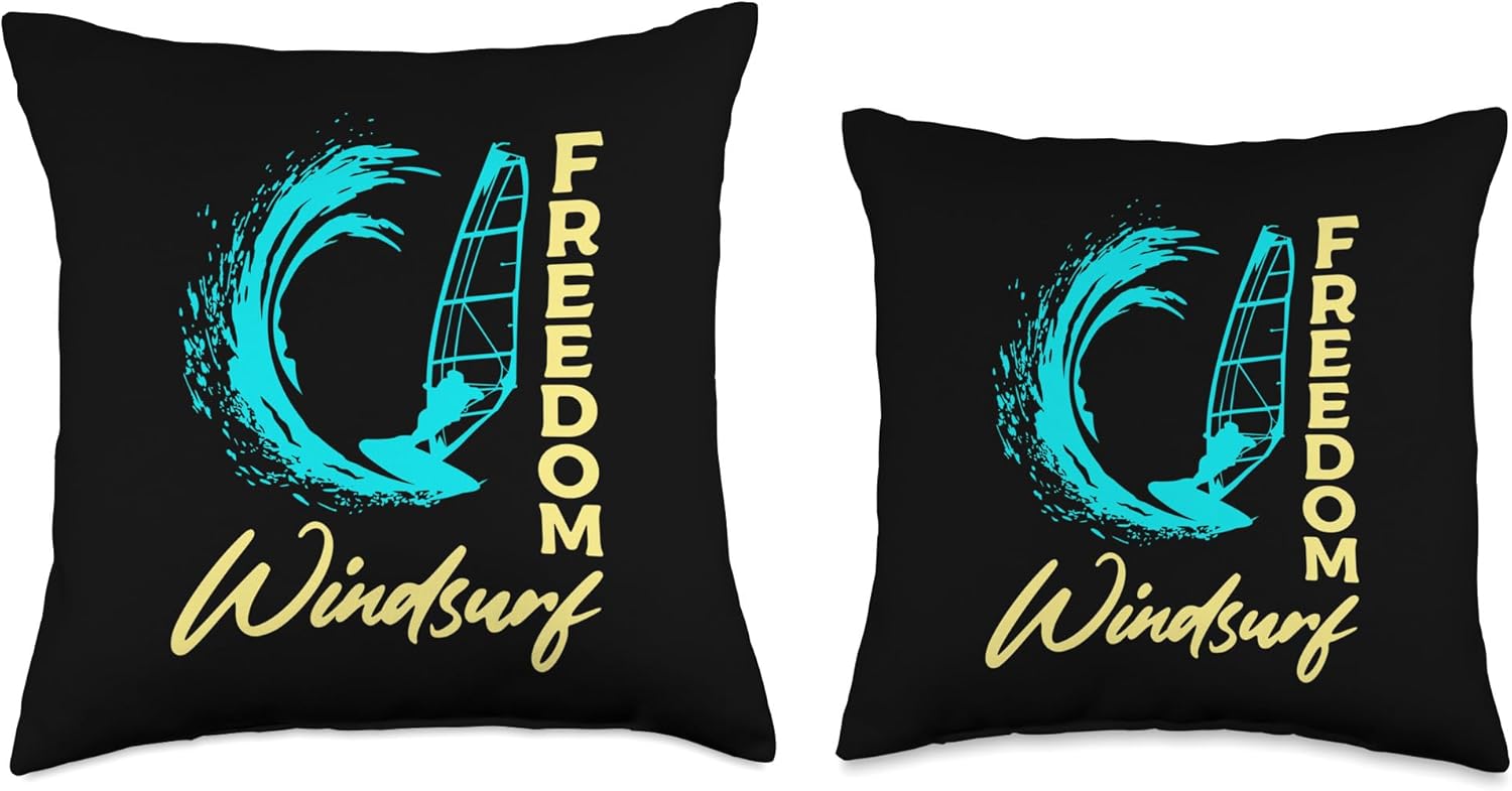 Freedom Sailboard Windsurfer Throw Pillow, 18×18, Multicolor