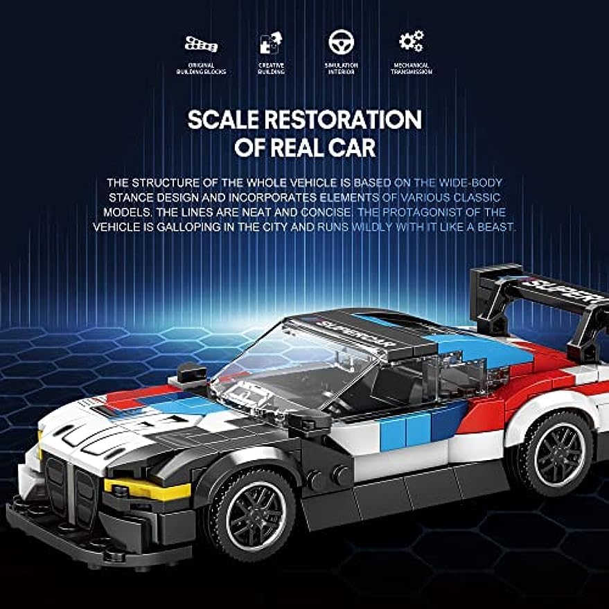Kit de construcción de coches deportivos para BMW M4 GT3, 385 piezas de bloques de construcción modelo Supercar, técnica de coche de carreras modelo