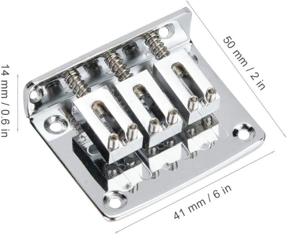 KAIY Guitarra ajustable de 3 cuerdas, puente de cola dura para caja de cigarros, piezas de guitarra eléctrica, repuesto de guitarra cromada