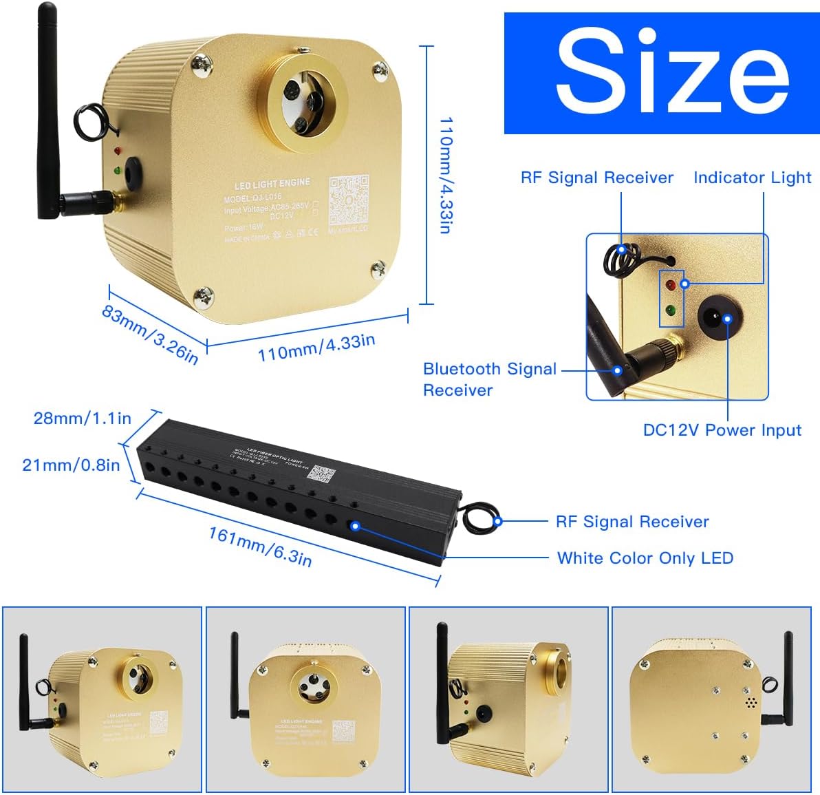Luces ópticas de fibra óptica de 16 W con control de aplicación, música y centelleo, 3354M