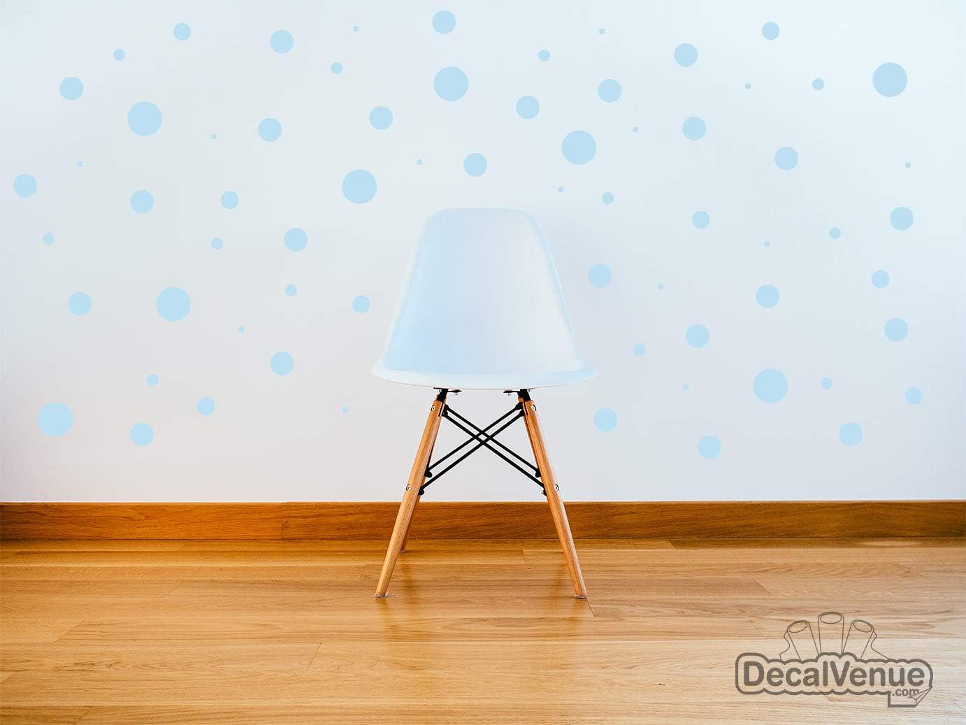Juego de 100 calcomanías de vinilo (azul bebé) para pared, varios lunares, adhesivo extraíble, seguro en paredes lisas o texturizadas, círculos