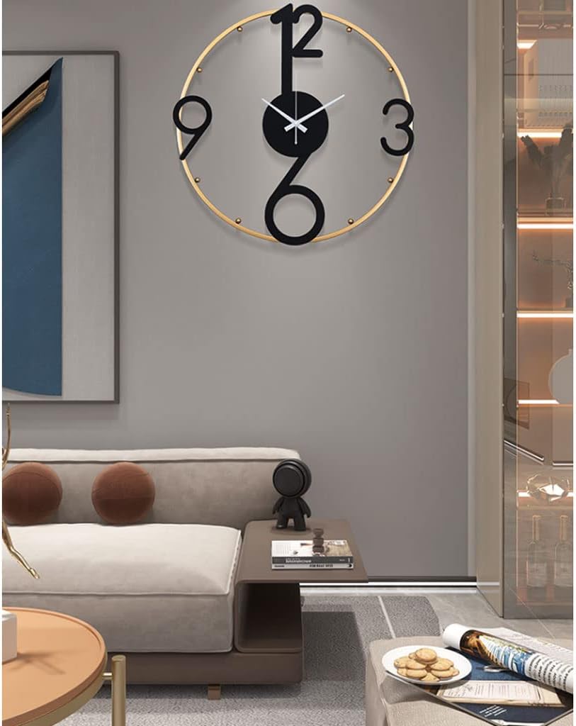 AOKLEY Reloj de pared Large Metal Wall Clock Silent Non-Ticking 20 Inch Modern Minimalist Decorative Luxury Art Wall Clock for Living Room Dining