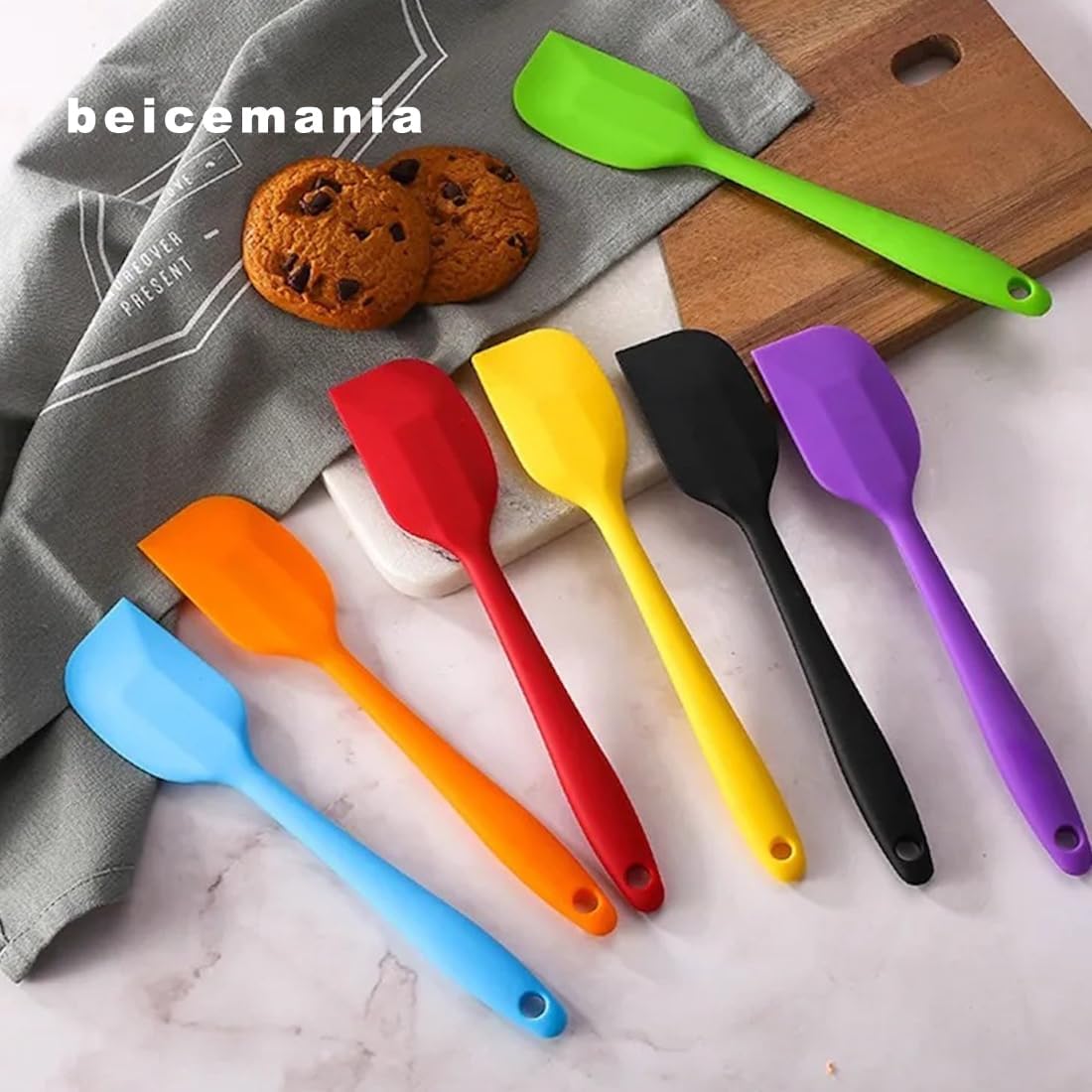 beicemania Espátulas de silicona Espátulas de goma antiadherentes negro