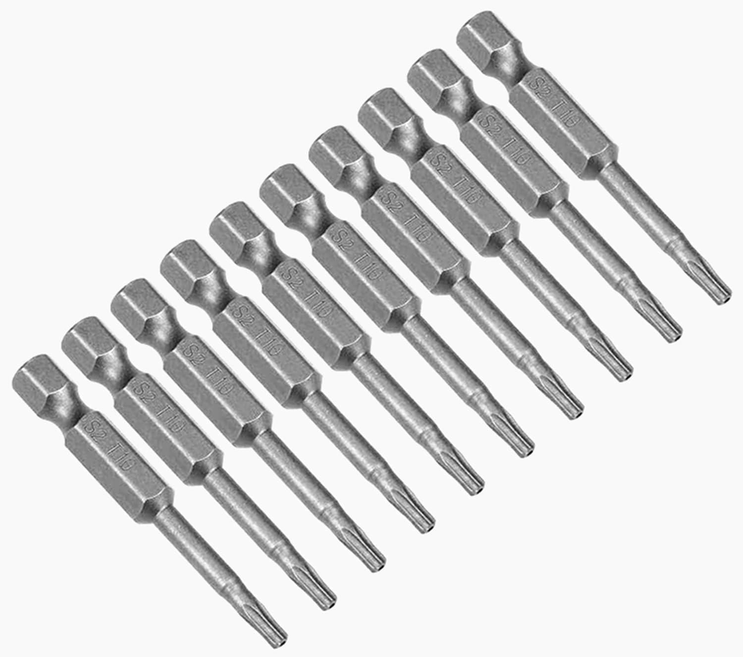 10 piezas de 1.969 in de largo 14 pulgadas de vástago hexagonal T10 Torx cabeza magnética destornillador conjunto de puntas de seguridad a prueba de