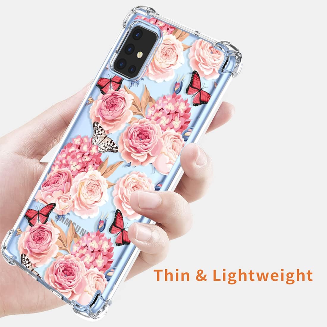 Funda para Galaxy A51 4G, SM-A515U, transparente, con diseño de TPU suave, absorción de golpes, diseño floral, delgada, funda protectora para