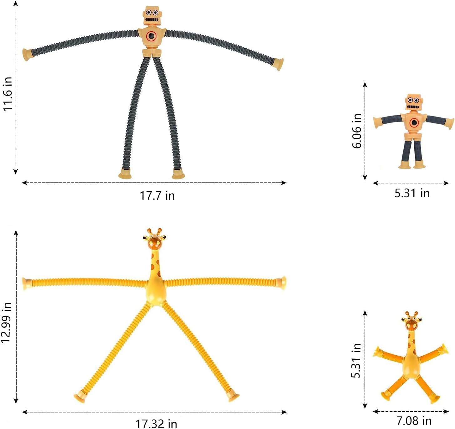 Paquete de 8 juguetes telescópicos de jirafa robot con ventosa, tubos sensoriales para niños pequeños, juguetes antiestrés para niños con ansiedad