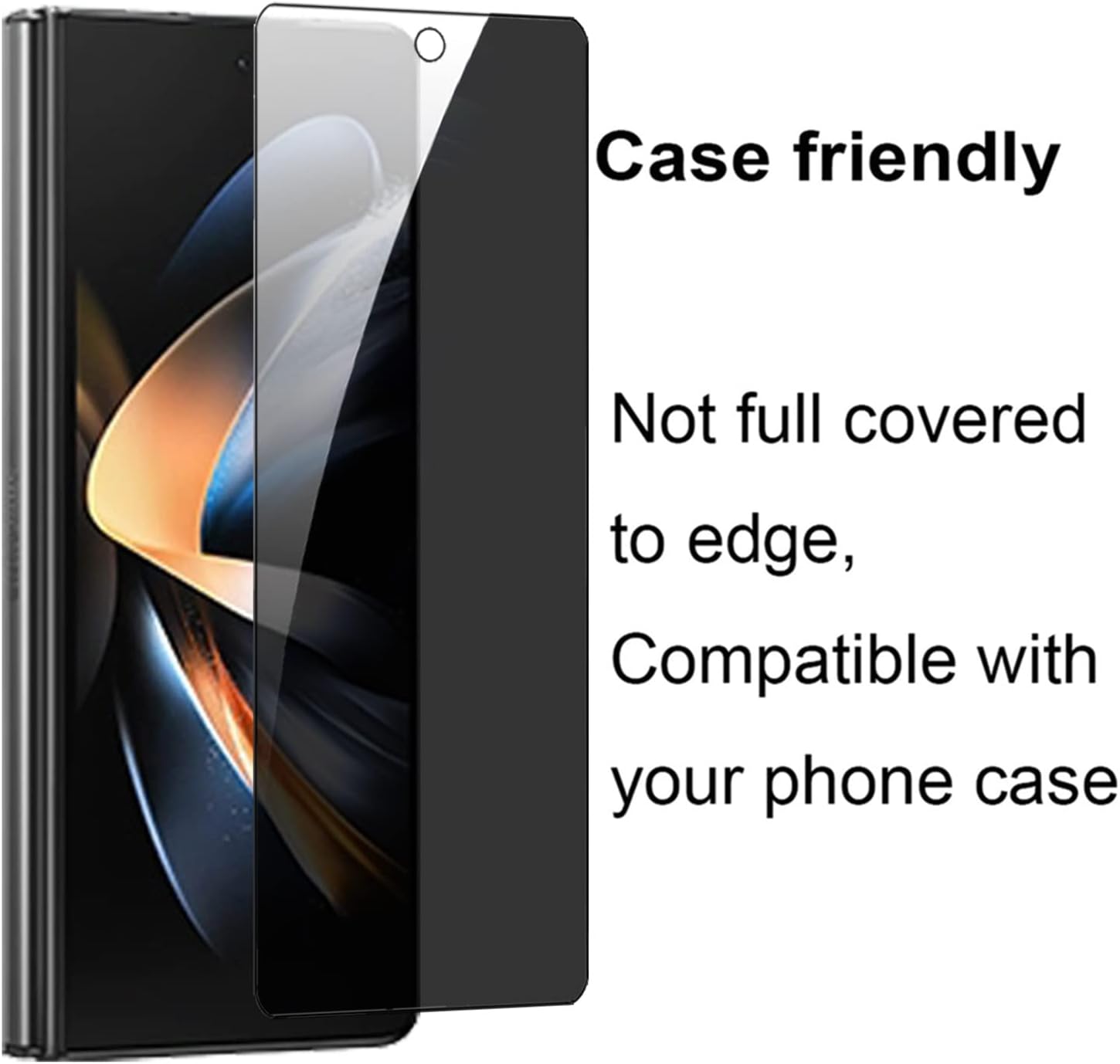 BYIUIHS Paquete de 2 protectores de pantalla de vidrio templado de privacidad diseñados para Galaxy Z Fold 4, antiespía, protector de pantalla de