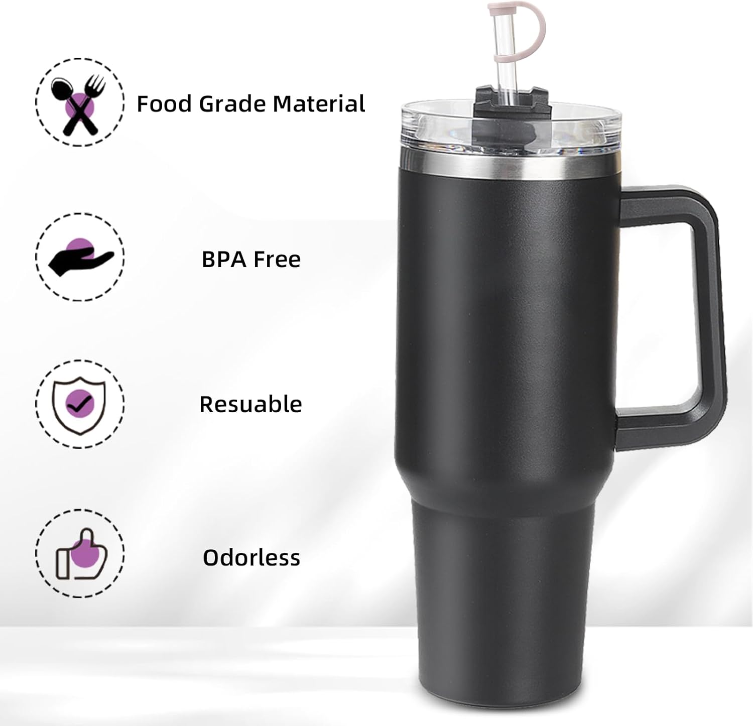 Paquete de 6 popotes de repuesto reutilizables de 12 pulgadas para vaso Stanley Quencher H2.0 de 4030 onzas con asa, con juego de tapones para