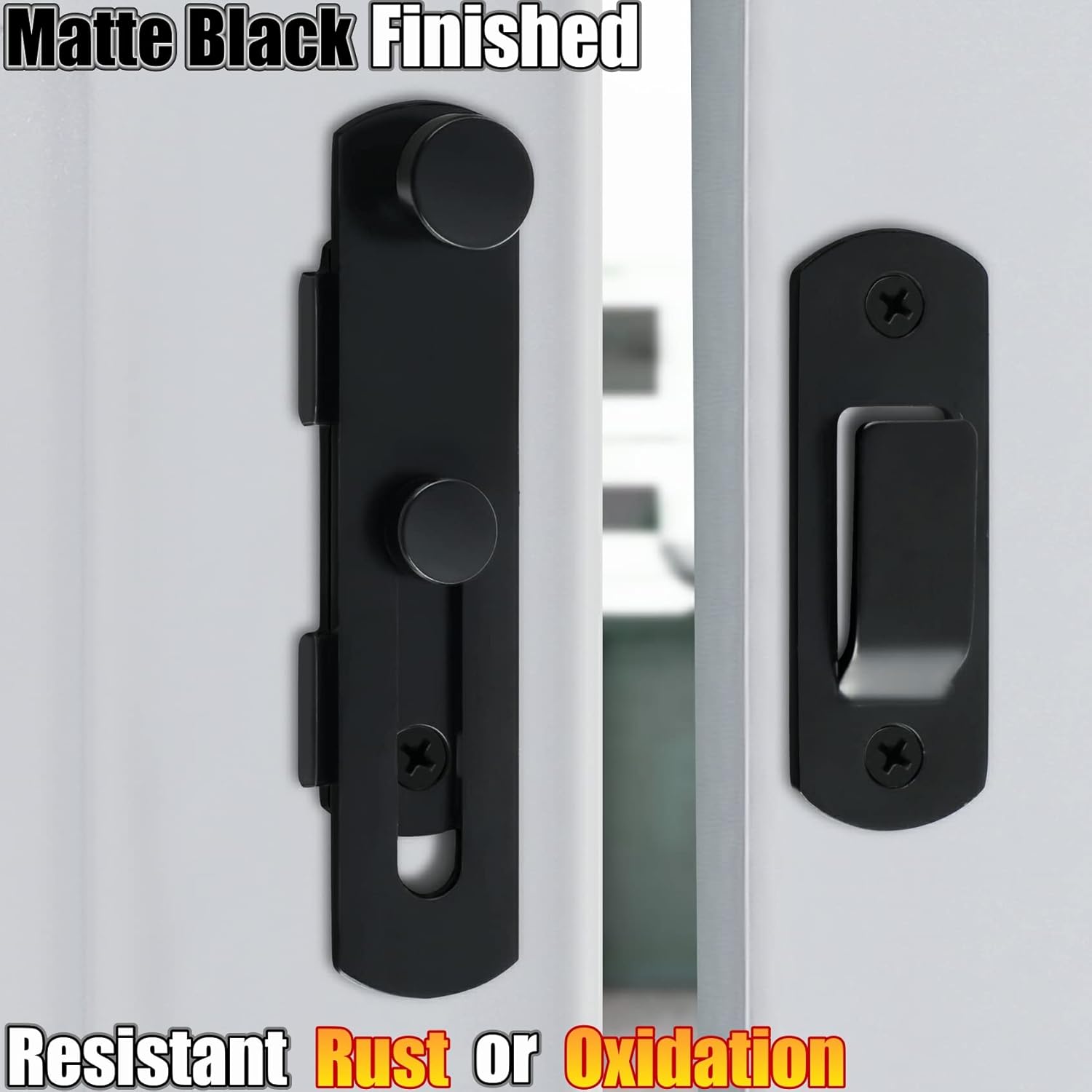 Alise Cerradura de puerta de seguridad para valla de madera de granero MS9500-B, acero inoxidable SUS304 resistente, negro mate
