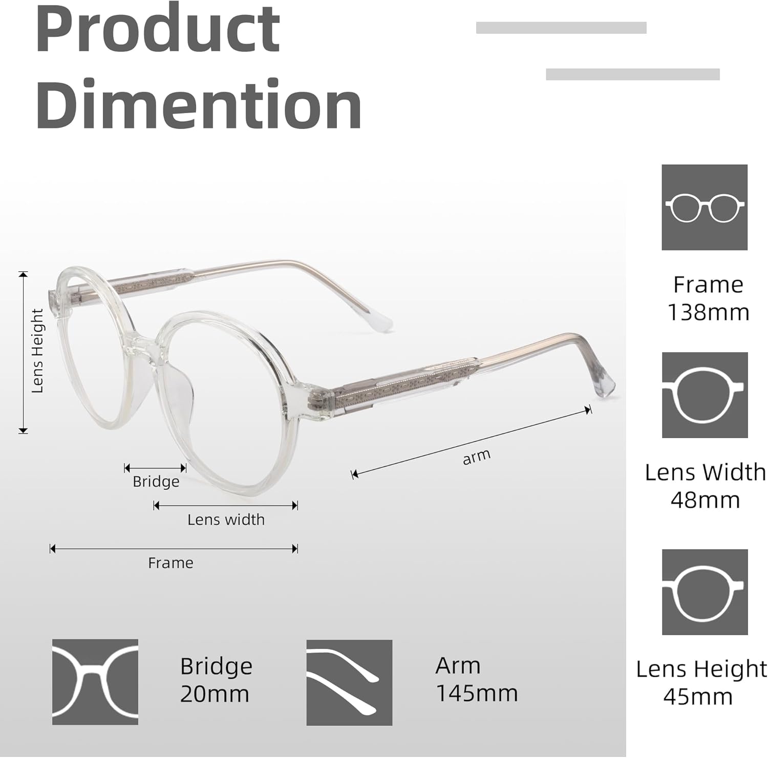 SOPHILY Gafas redondas de bloqueo de luz azul para hombres y mujeres, marco de gafas ópticas, lentes transparentes sin presripción