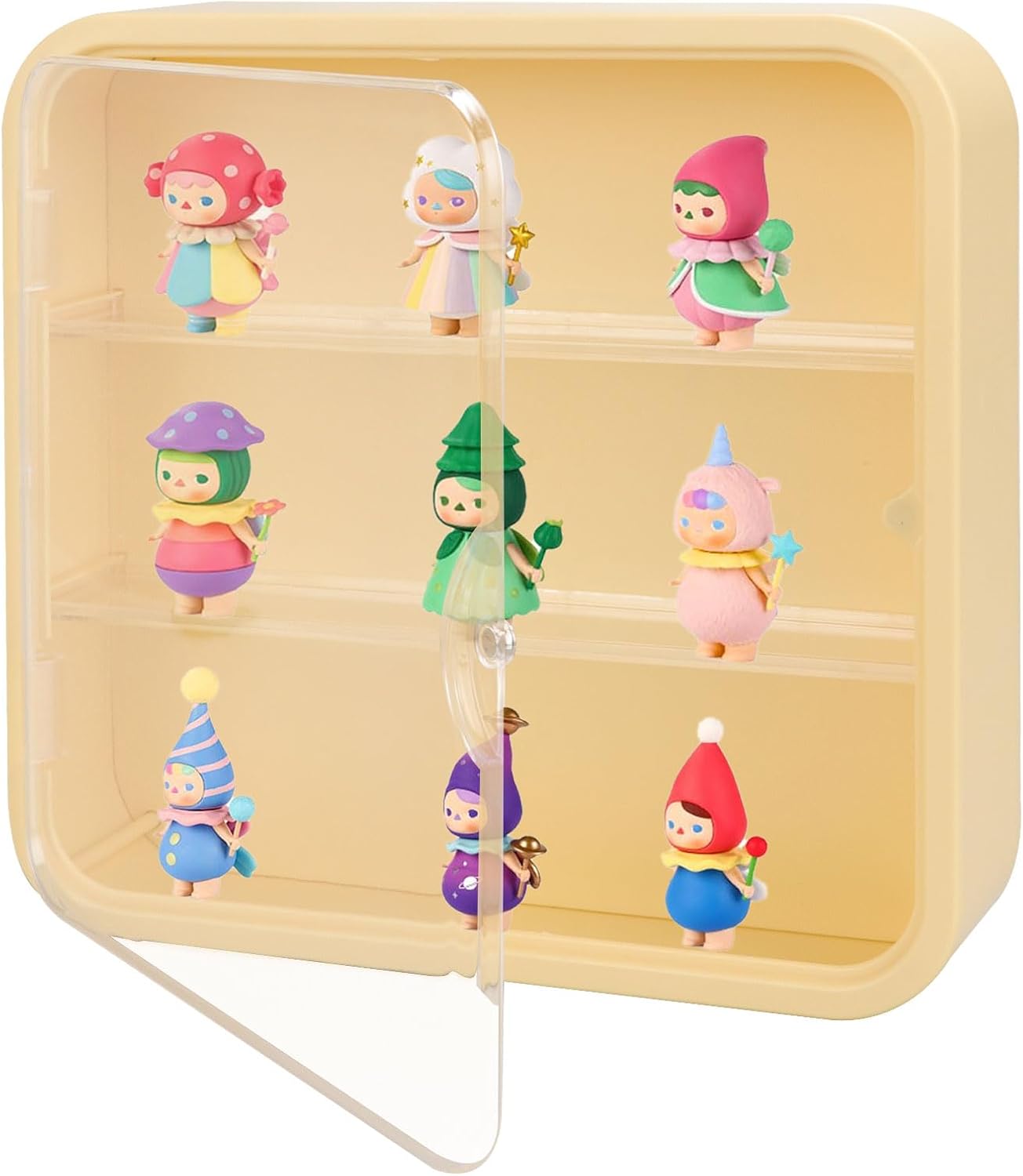 Vitrina transparente para figuras, caja de exhibición coleccionable con estantes, organizador de plástico montado en la pared o de escritorio,