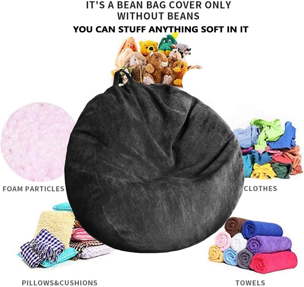 Kisoy – Funda para puf de almacenamiento de animales de peluche (sin relleno), lavable, ultrasuave, para organizar juguetes de peluche o textiles,