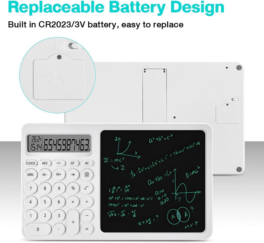 Zuukoo Bloc de notas con tableta de escritura LCD de 8 pulgadas, calculadora de escritorio con bolígrafo de escritura, calculadora pequeña con