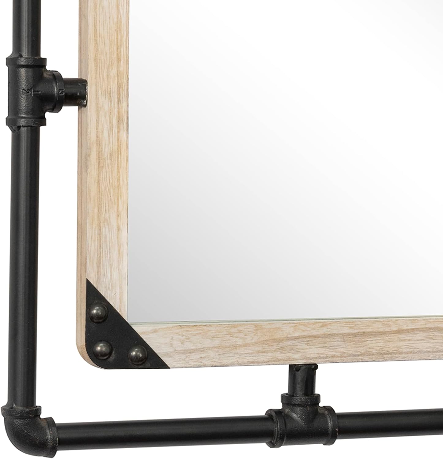 Espejo de tubo industrial rústico  36 x 24 pulgadas, espejo de pared rectangular de metal decorativo para baño, sala de estar, dormitorio, espejo de