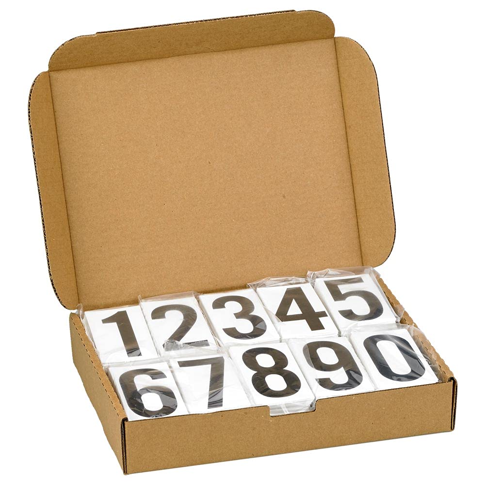 Kit de numeración de vinilo para carteles  3.5 pulgadas de alto adhesivo permanente transparente con números negros  50 calcomanías de números 0  9,
