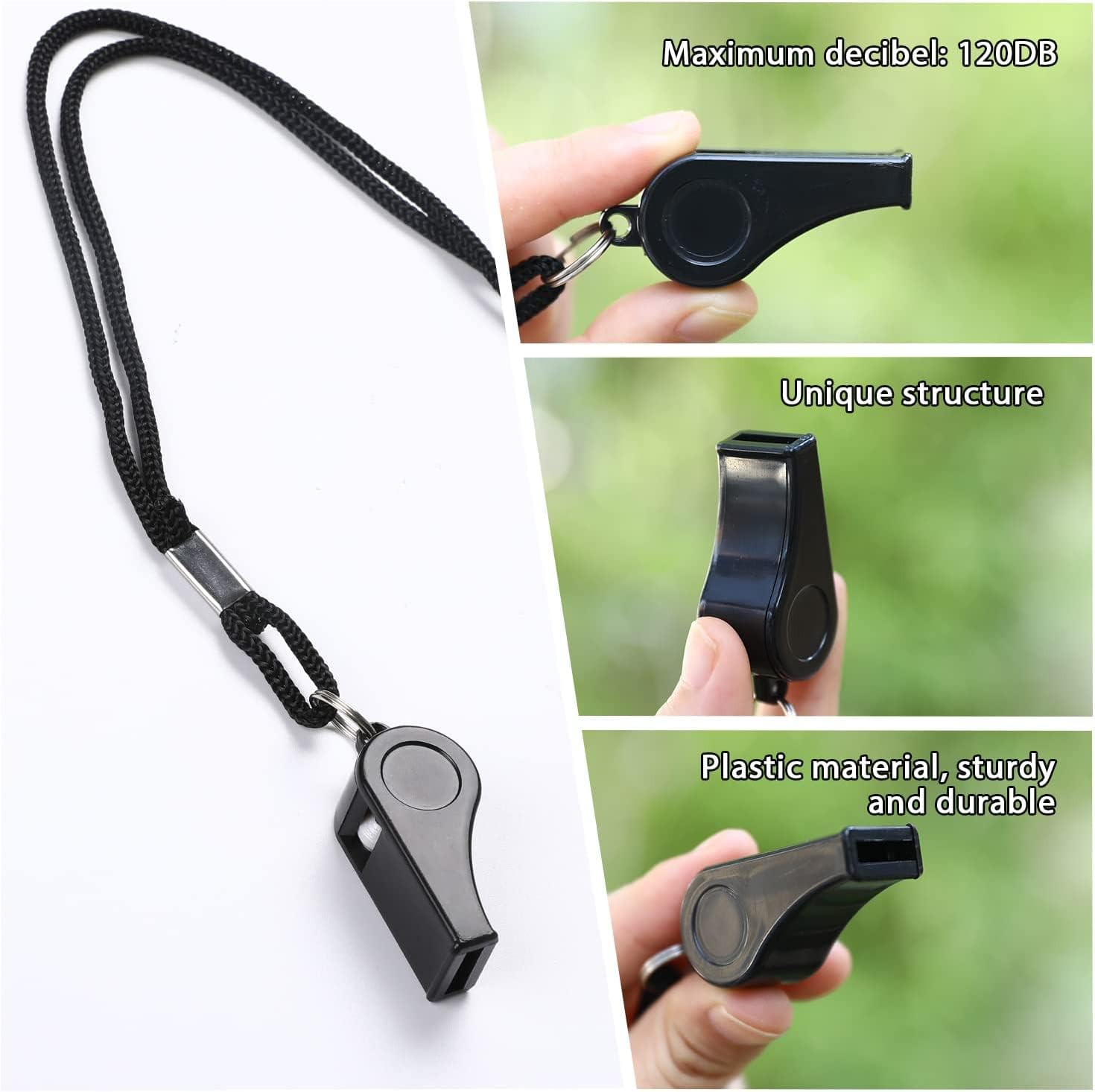 WAAHIBA – Silbato con cordón, 3 paquetes de silbatos deportivos de plástico, silbato de sonido nítido y claro para profesores, entrenadores,