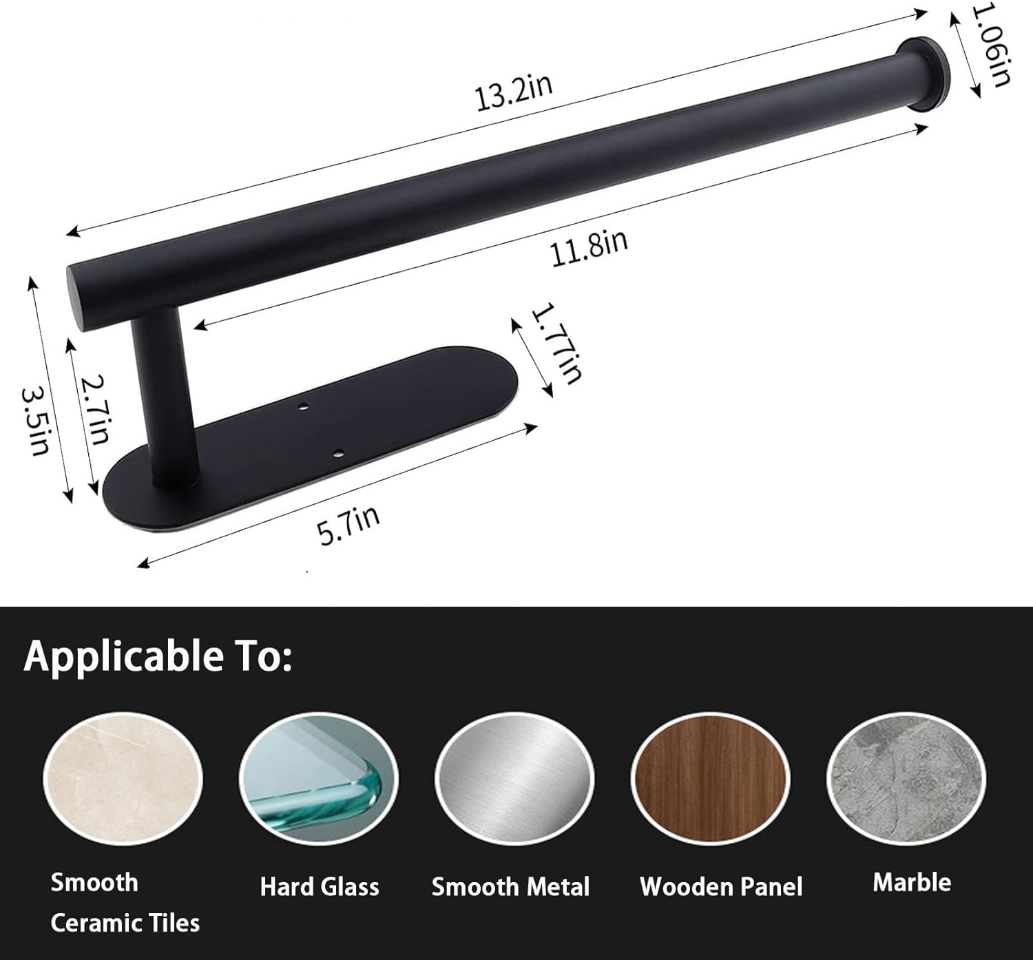 Toalleros de papel para debajo del gabinete, soporte de pared autoadhesivo y tornillos, acero inoxidable SUS304 grueso de tubo de acero inoxidable