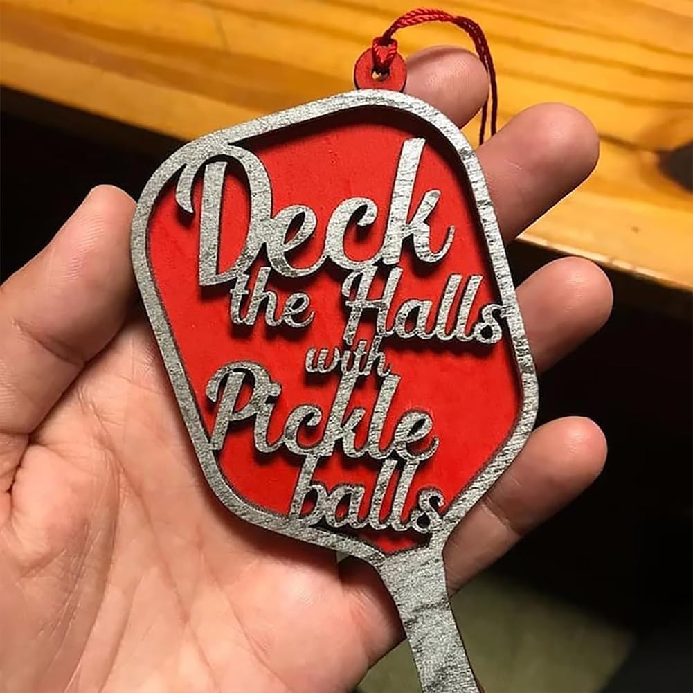 Adorno de Pickleball, adorno de Navidad de pickleball, adorno de madera de Navidad, adorno de Navidad de pickleball, adorno de regalo de bolas de