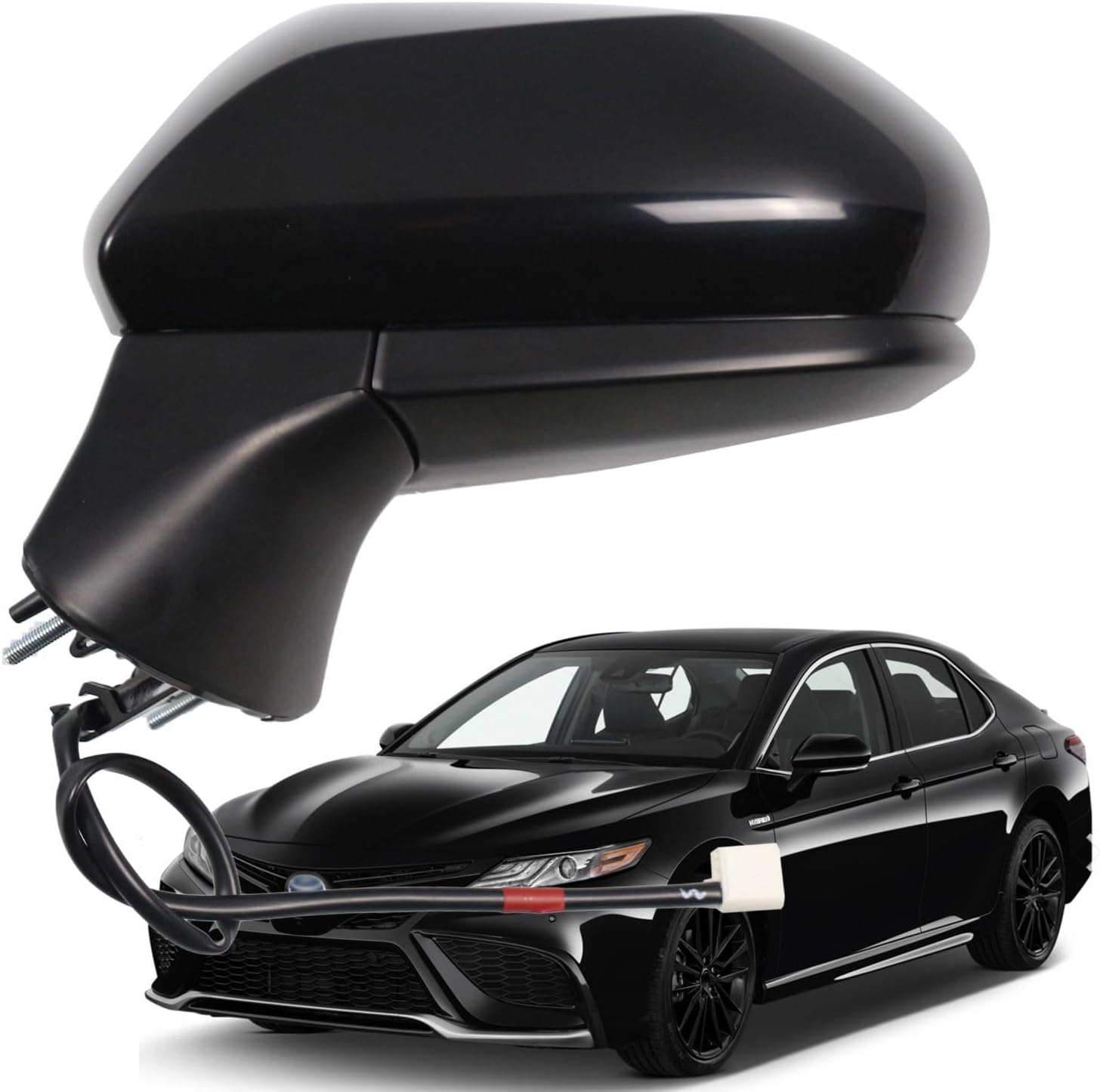 Marretoo Conjunto de espejo lateral para Toyota Camry lado del conductor 2018 2019 2020 2021 2022 2023  Potencia  Acabado brillante  No calentado