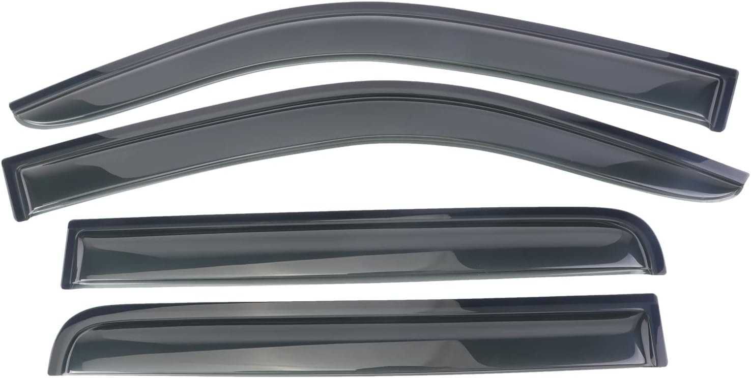 MUCO MCD407 Deflector de lluvia para ventana lateral, 4 piezas, compatible con Frontier Crew Cab 2005 06 07 08 09 10 11 12 13 14 15 16 17 18 19 20