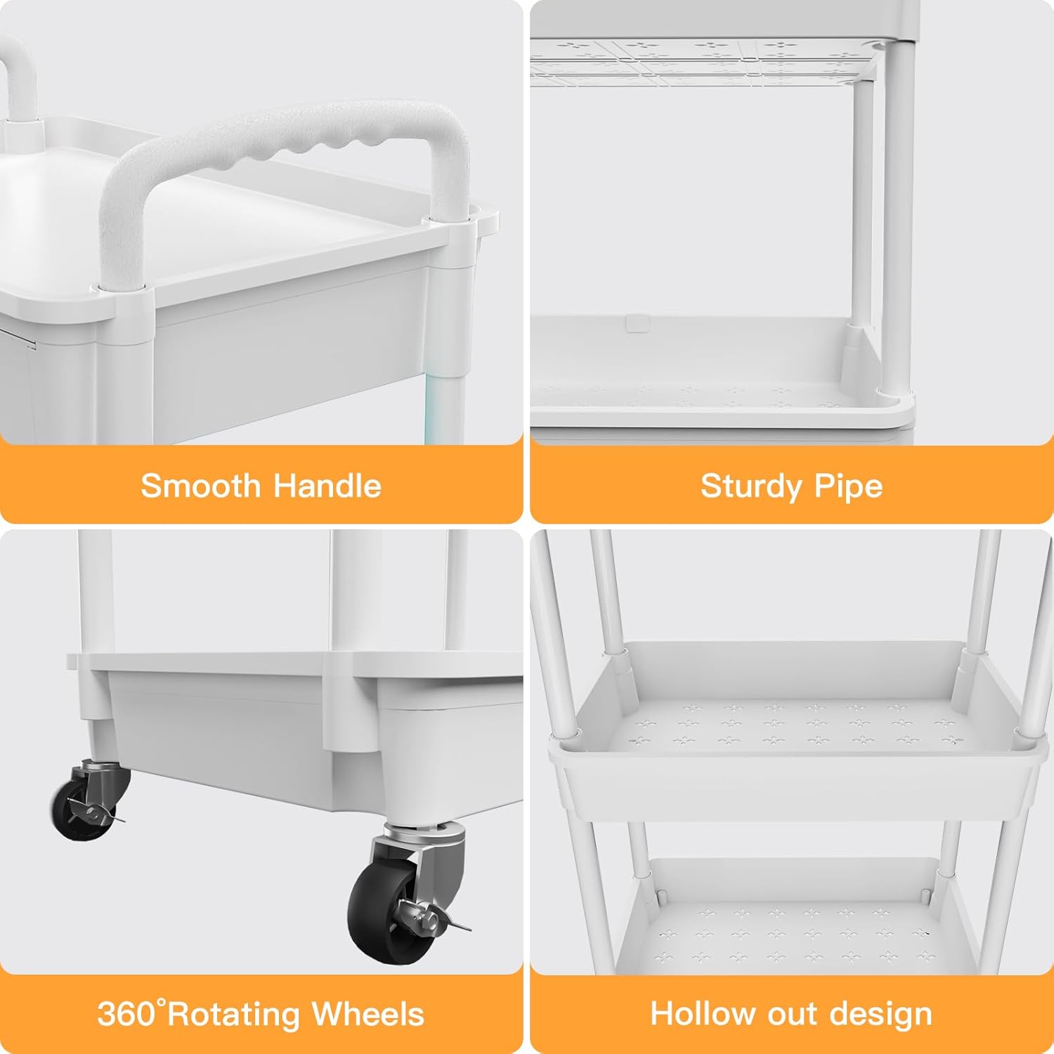 Carrito utilitario con ruedas de 4 niveles con cajón, carrito utilitario REBECAT hecho de organizador de almacenamiento multifuncional herramienta