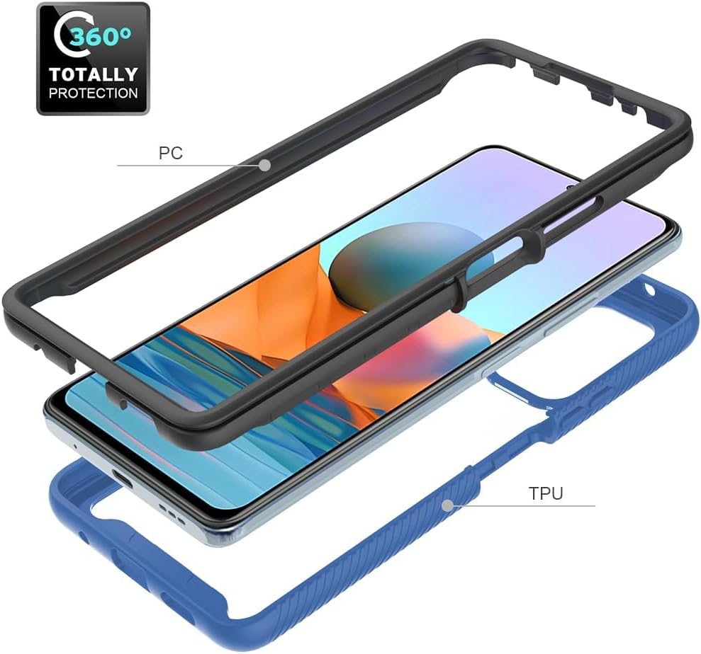 Asuwish Funda de teléfono para Xiaomi Redmi Note 10 Pro con protector de pantalla de vidrio templado y soporte delgado híbrido resistente resistente