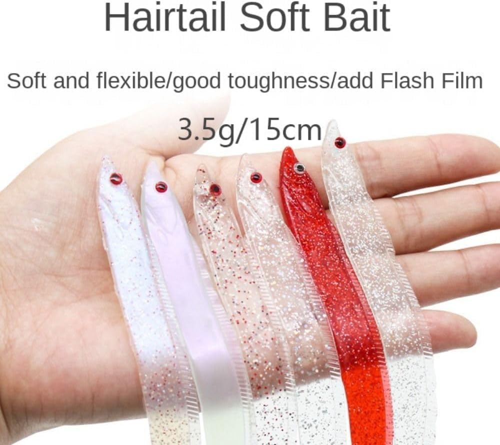 2 unidsSets 5.9 in Señuelo de pesca de agua salada pez espada suave señuelo cola transparente señuelo Saury reflector incorporado barco pesca cebo