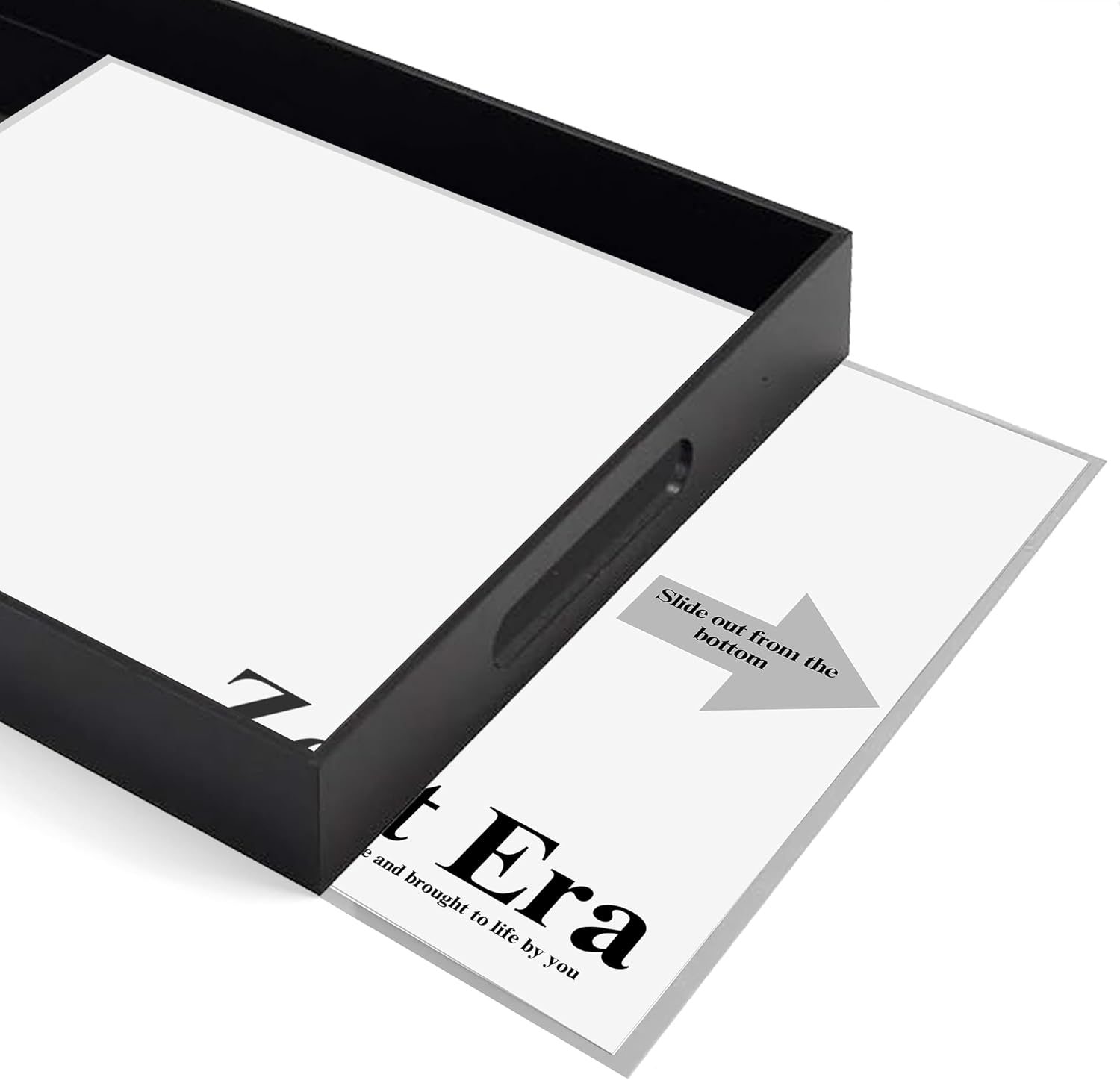 Organizadores acrílicos negros, 14 x 11 pulgadas, bandeja de servir de 0.118 in de grosor para decoración de baño, mejora de mesa auxiliar, papel